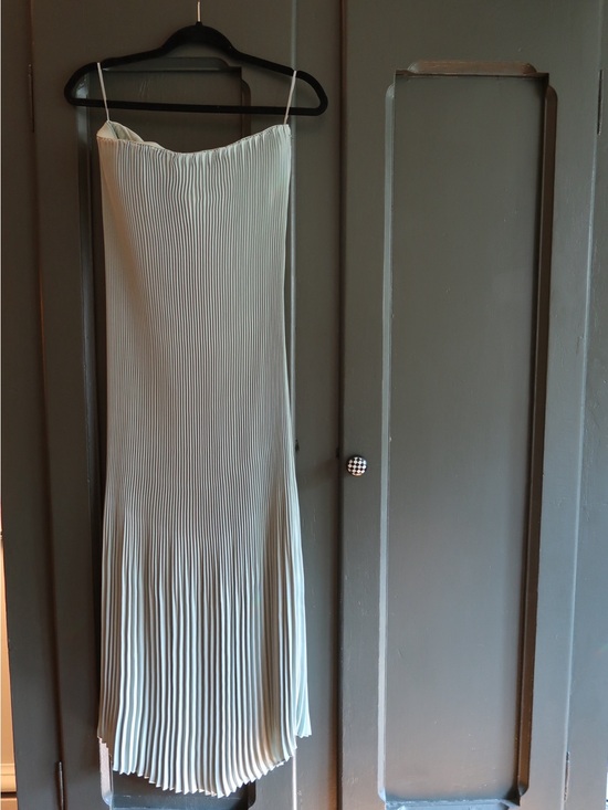 Aritzia Dresses & Skirts - Aritzia Strapless Pleated Slip Dress in Sage Green